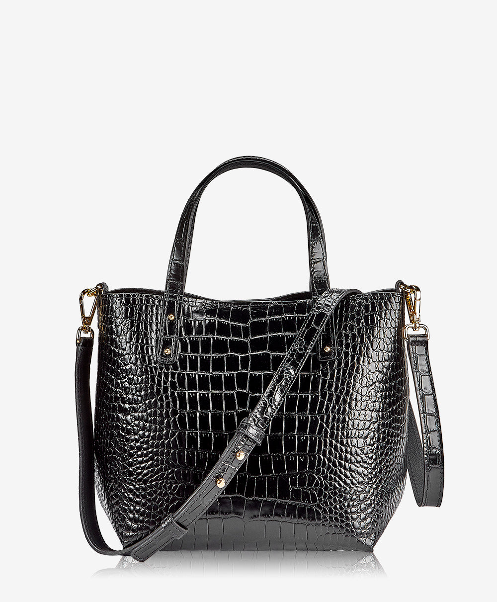 Mini Croc Structured Cross Body Bag