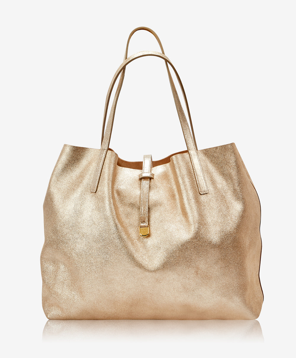 Leather Tote Bag - Pale Gold