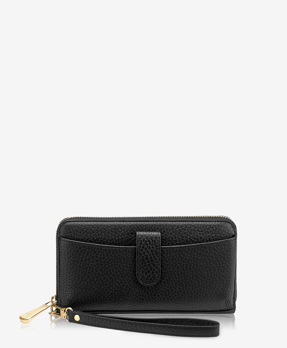 Ladies black leather top wallet