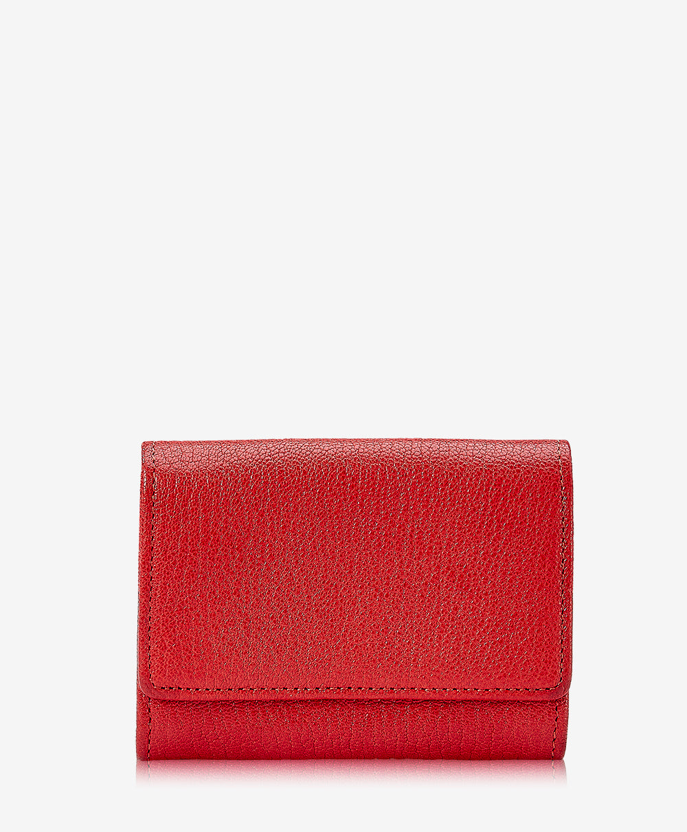 Classic Small Foldover Wallet | Coral Goatskin Leather