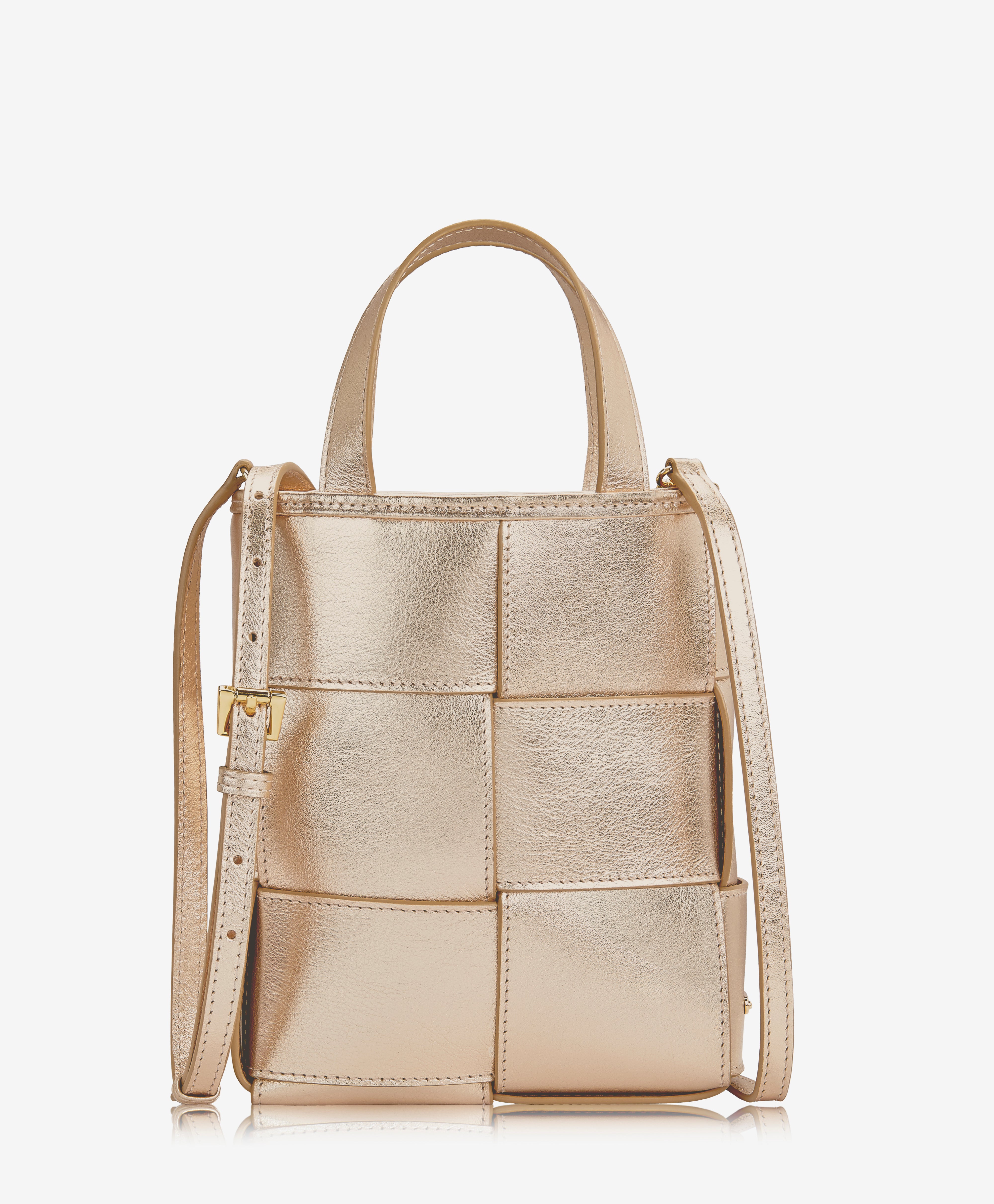 Chloe Mini Shopper | White Gold Metallic Leather