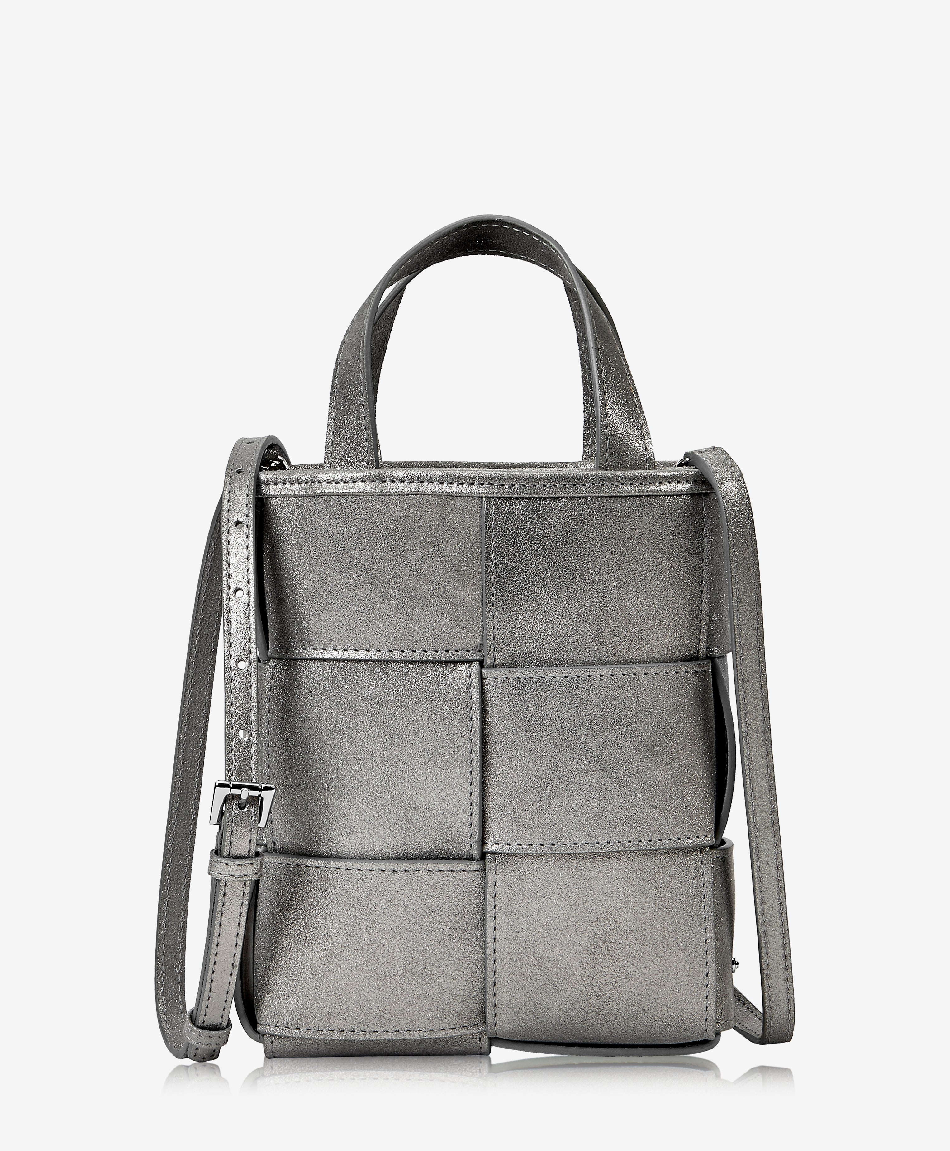 Chloe Mini Shopper Gunmetal Metallic Leather