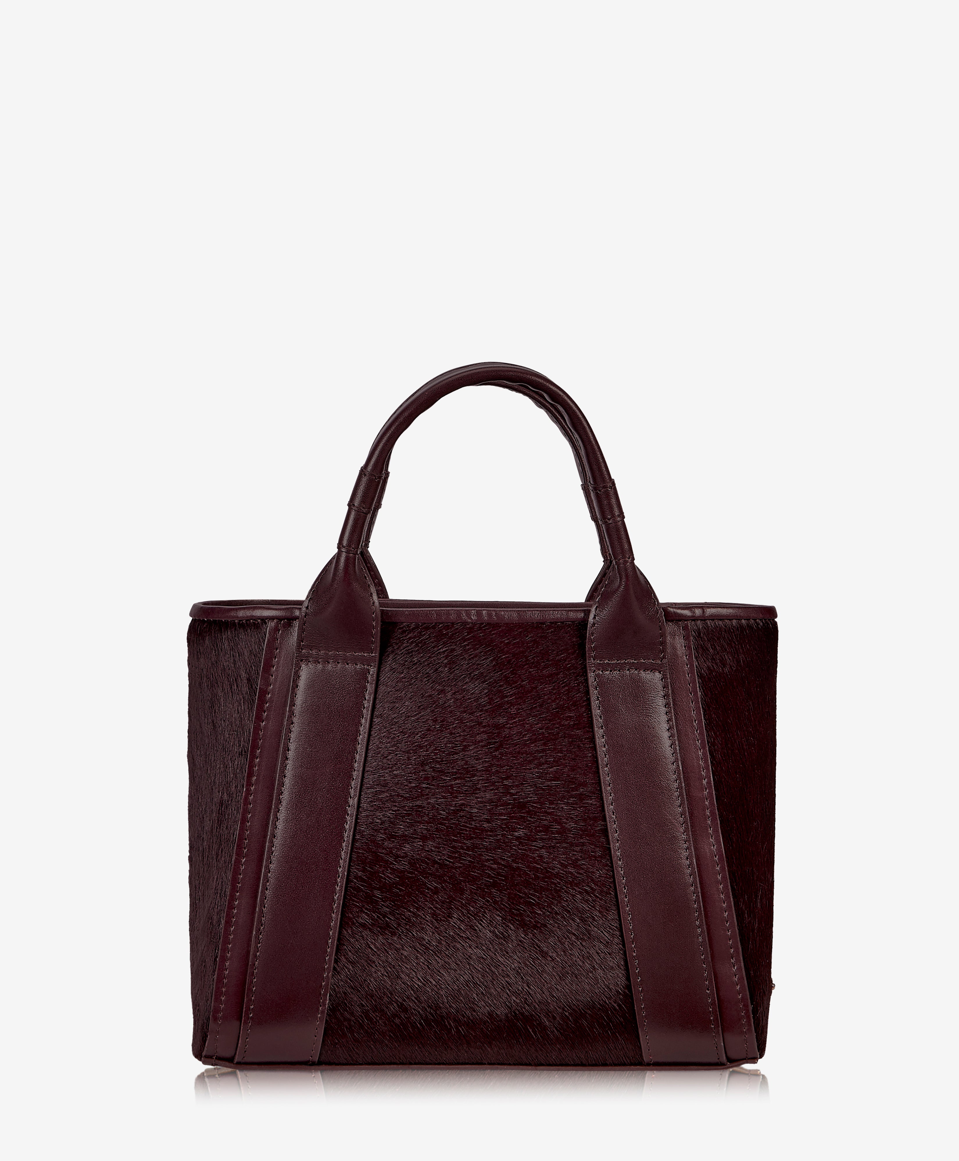 Dylan Mini Tote | Burgundy Haircalf with French Smooth Leather Trim