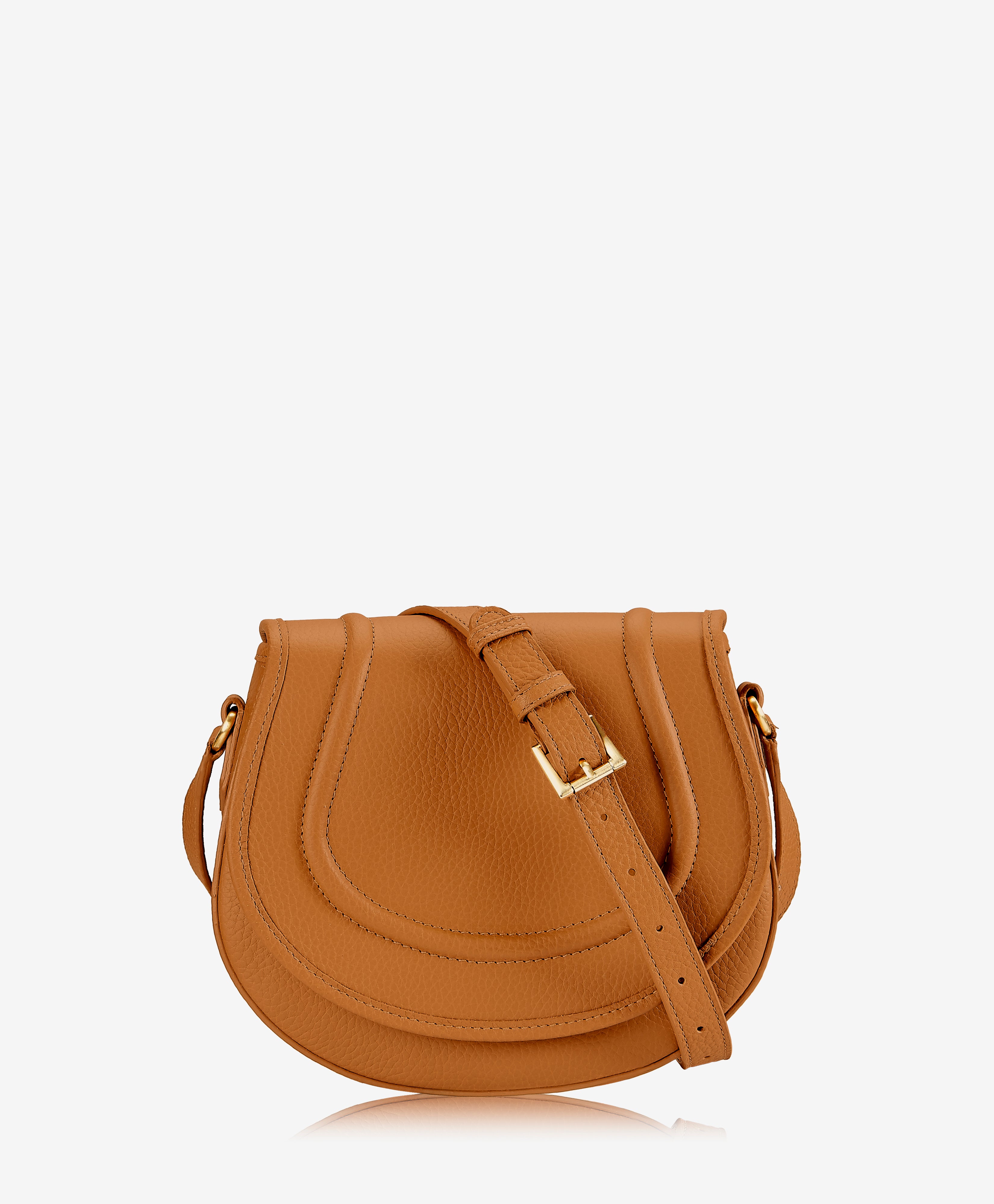 Tan Jenni Saddle Bag Pebble Grain Leather