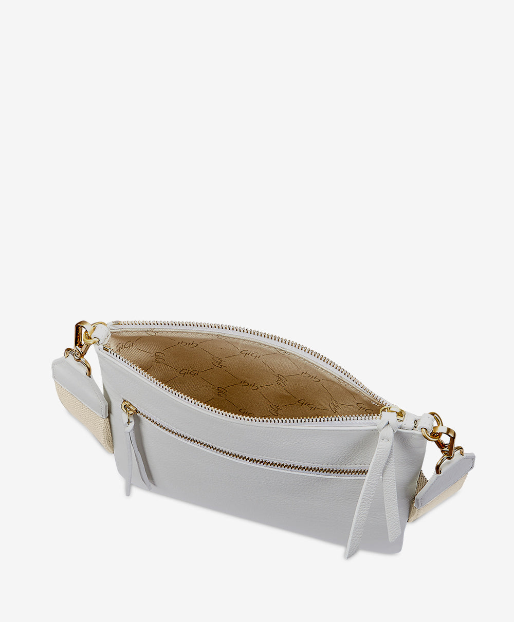 Kit Messenger Bag | White Pebble Grain Leather