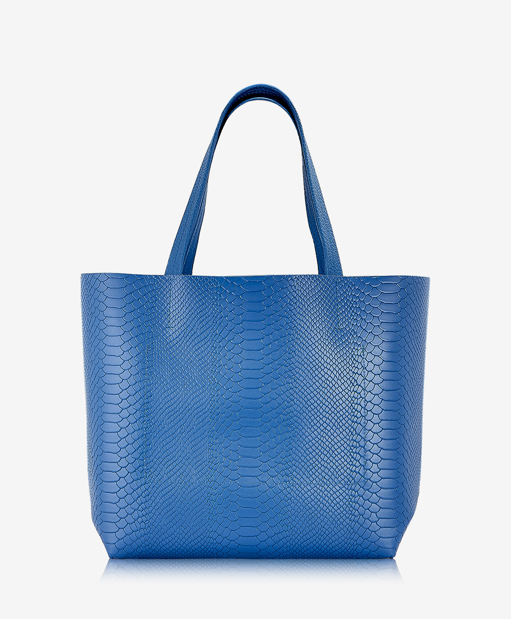 Peyton Tote | Cobalt Embossed Python Leather