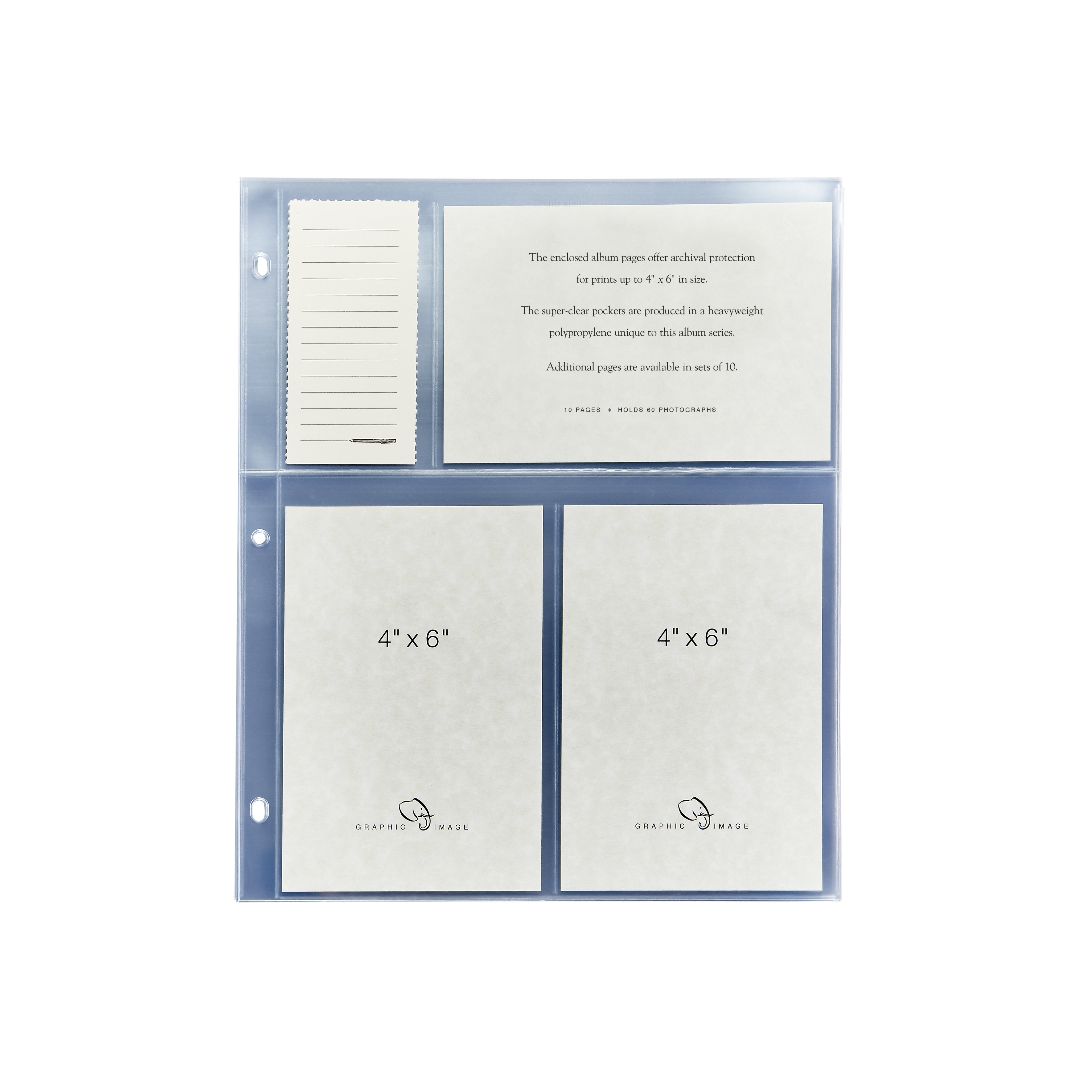 4 x 6 Large 3-Ring Clear Pocket Album Refill