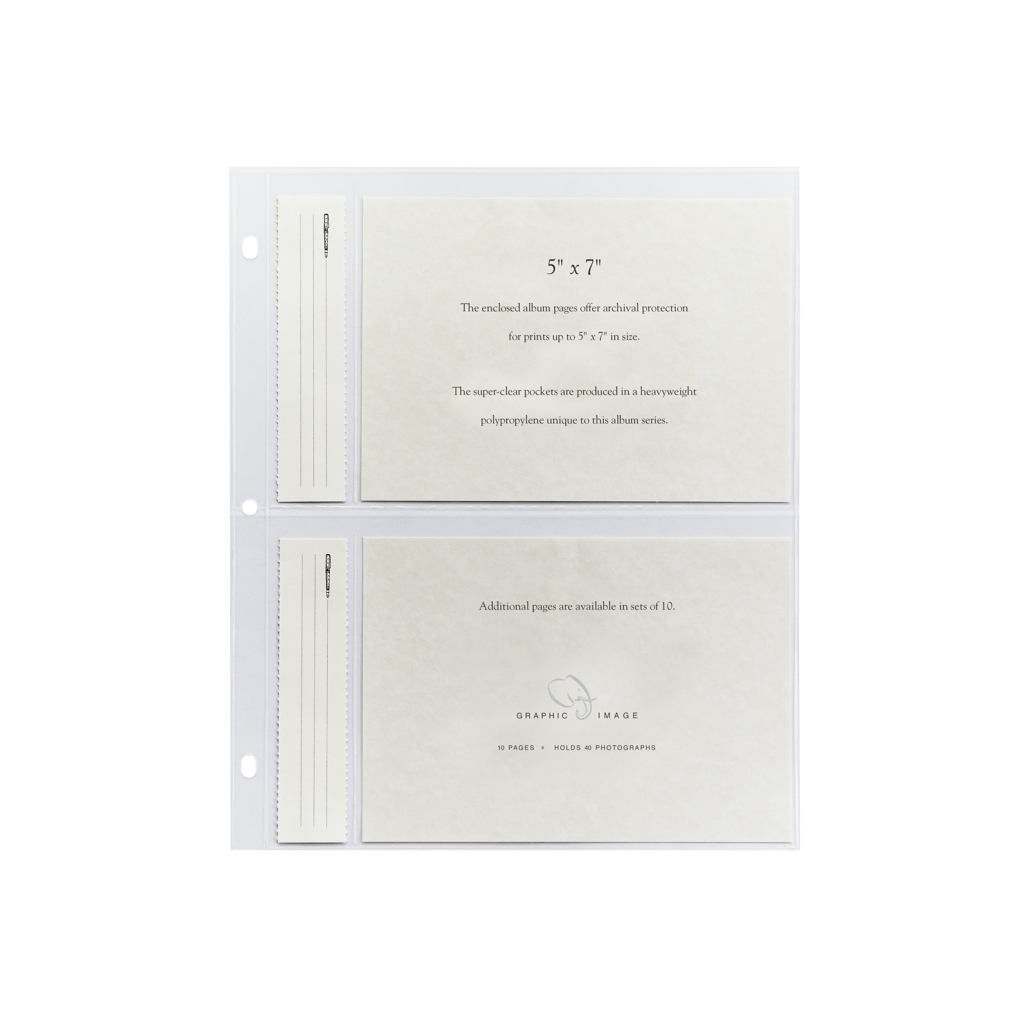 5 x 7 Large 3-Ring Clear Pocket Album Refill