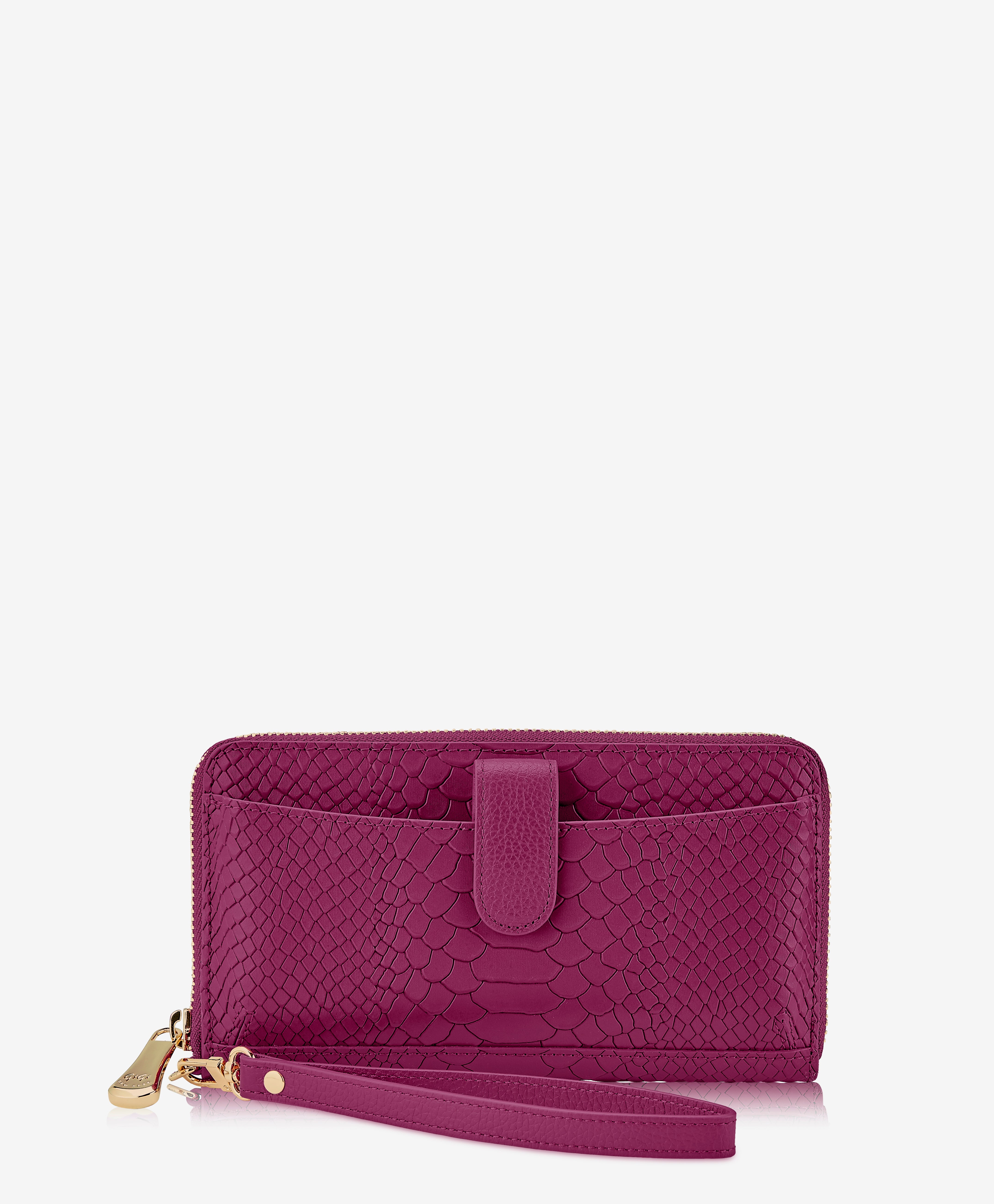 Gigi New York Embossed store Purple Python Leather Clutch & Wallet