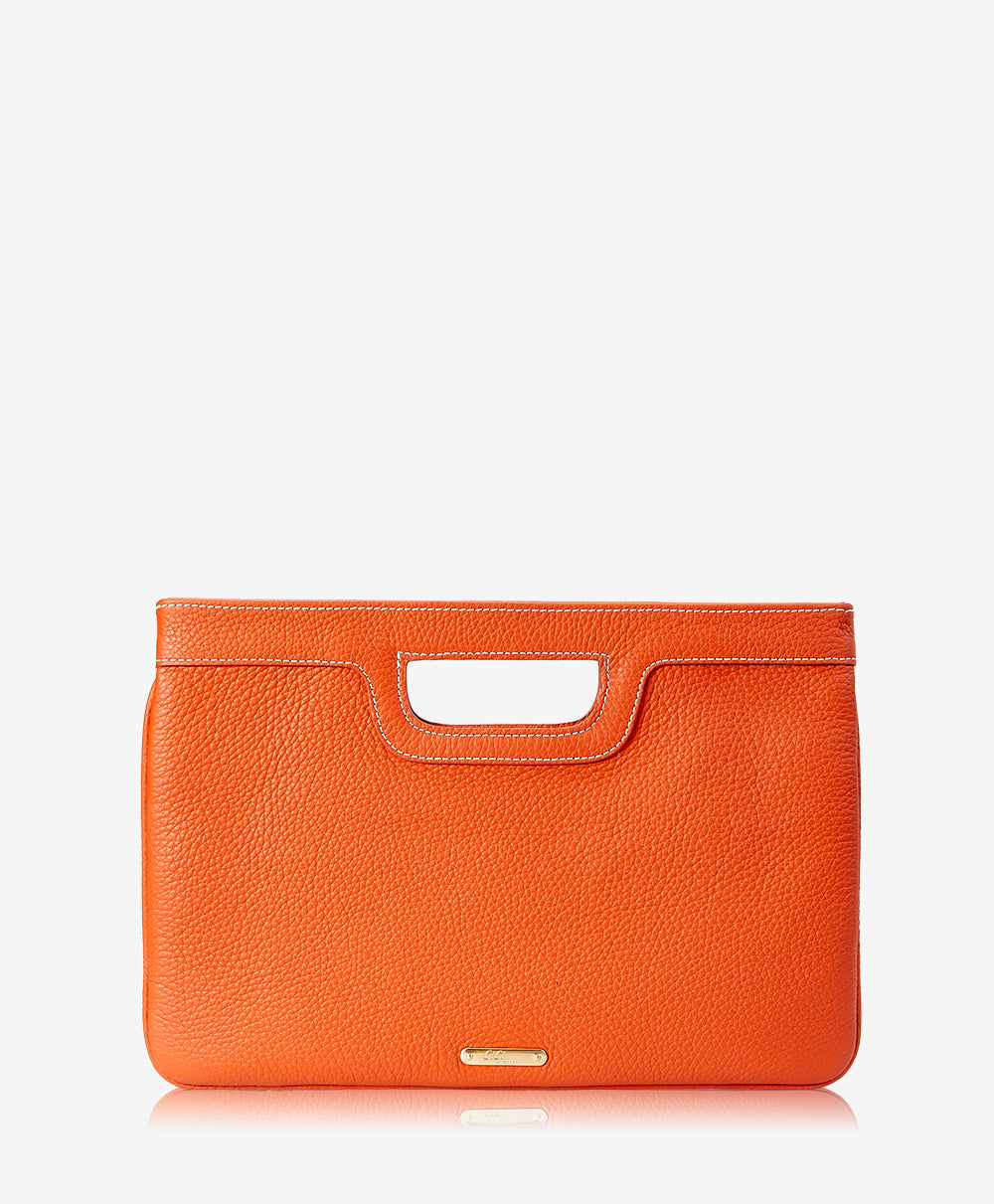 Camilla Clutch Orange Pebble Grain Leather