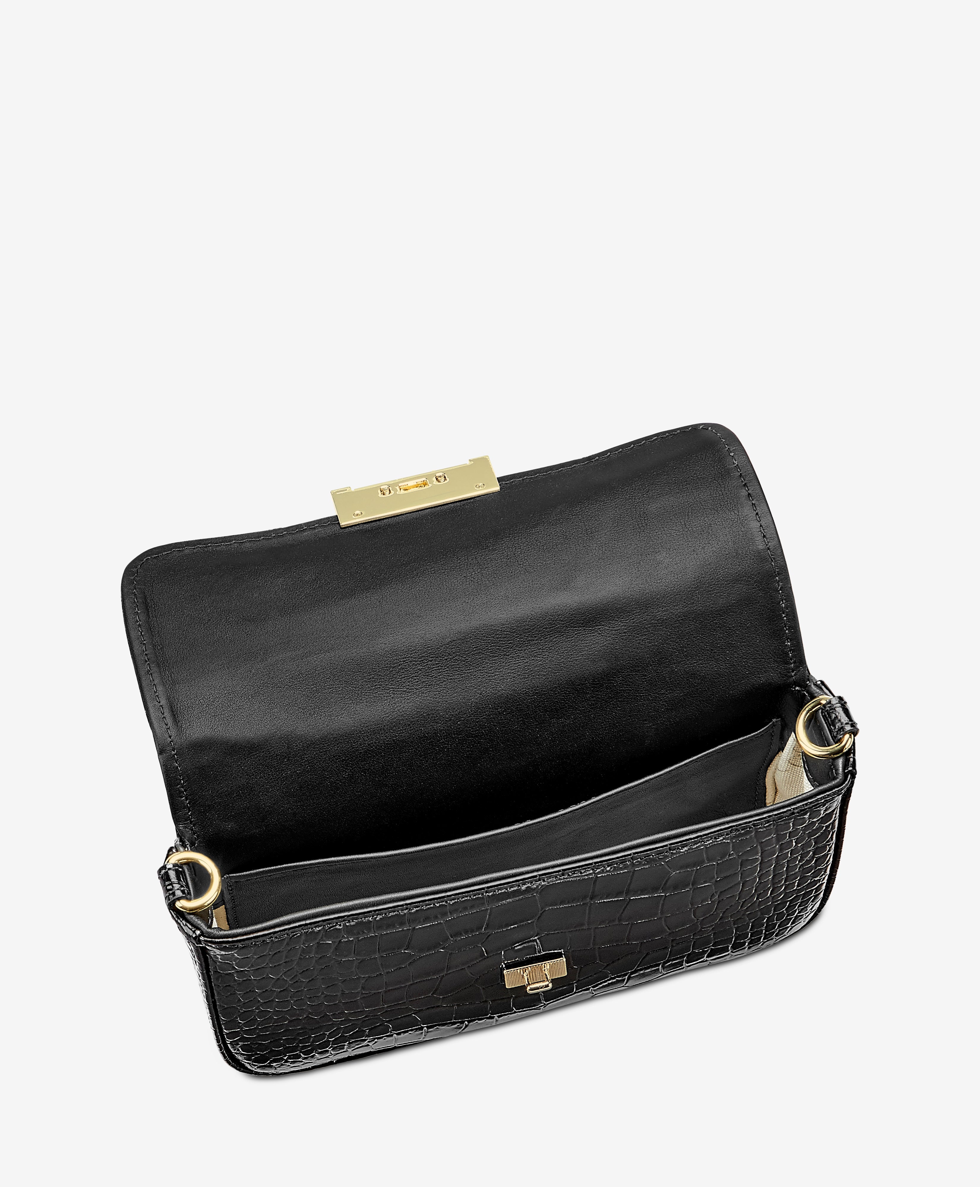 Black croc outlet embossed bag