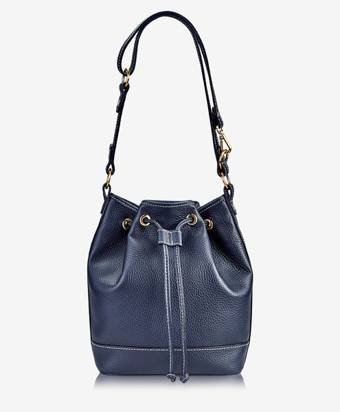 Cassie Bucket Bag | Navy Pebble Grain Leather