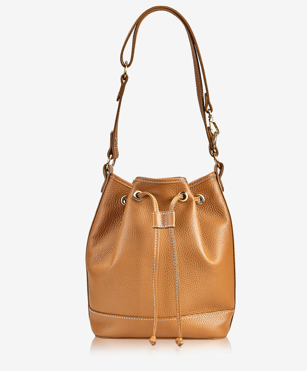 Cassie Bucket Bag | Tan Pebble Grain Leather