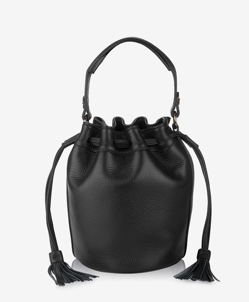 DRAWSTRING BUCKET BAG - FULL LEATHER COLLECTION - SLATE