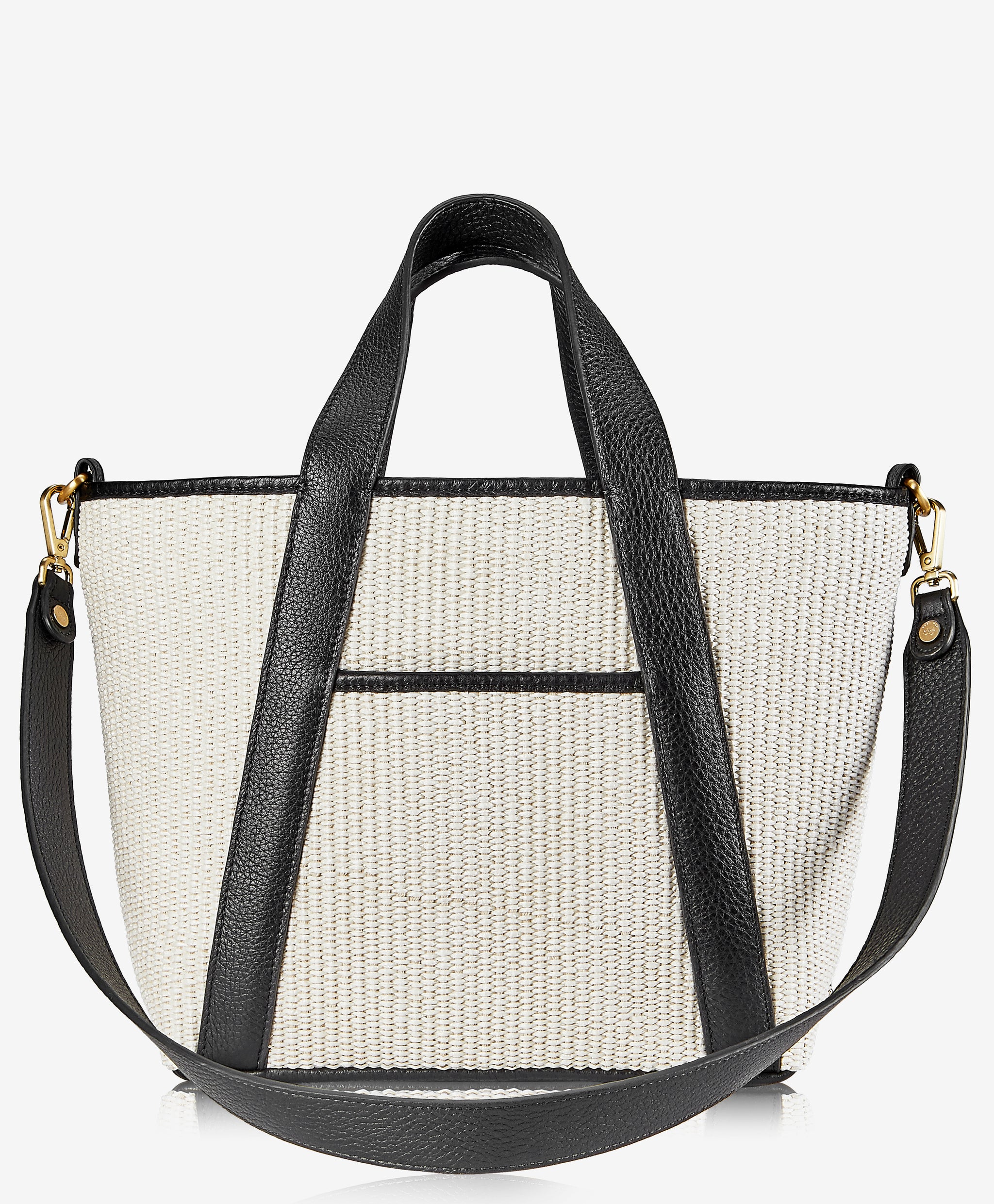 Harper Tote | Natural Raffia with Black Leather Trim