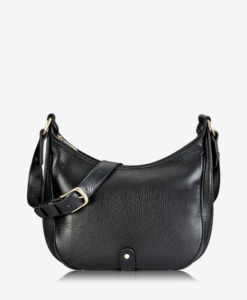 Gigi New York Jenni Saddle Bag Black Pebble Grain Leather