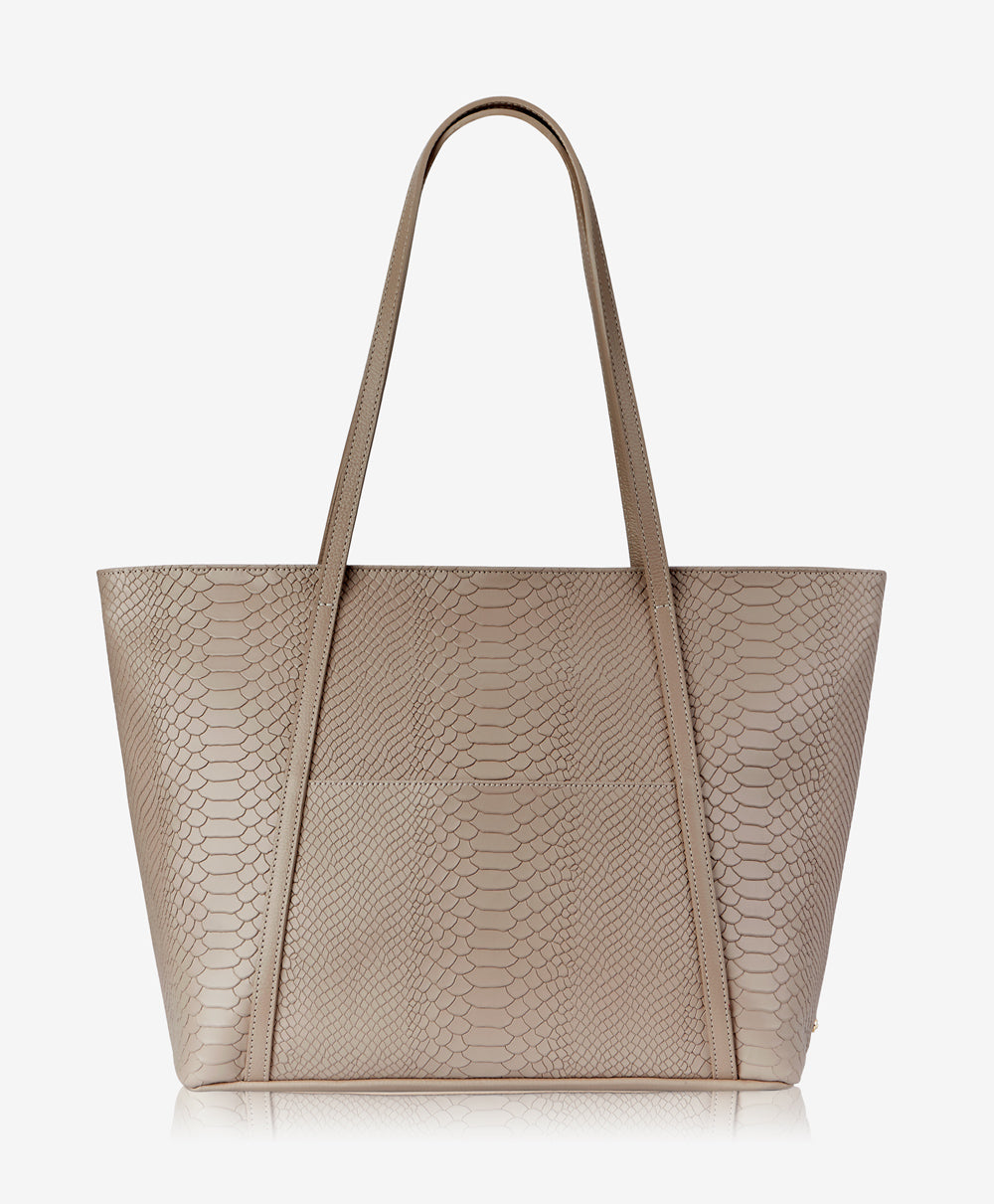 Jessica Zipper Tote | Stone Embossed Python Leather – GiGi New York