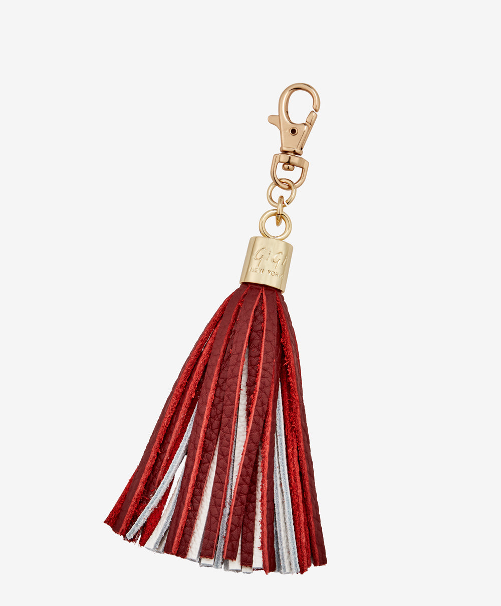 Leather tassel keychain bag cheap charm