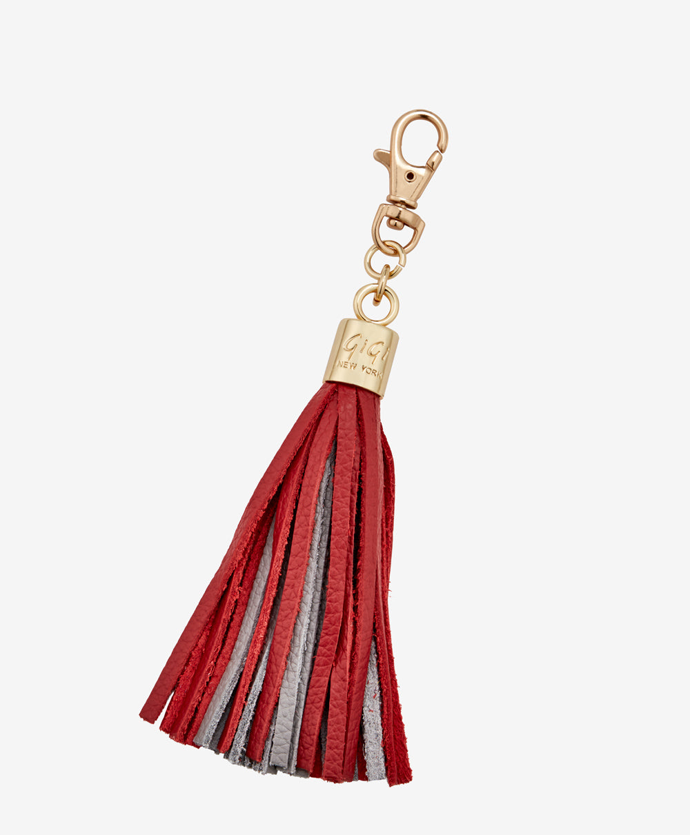 Leather tassel best sale bag charm