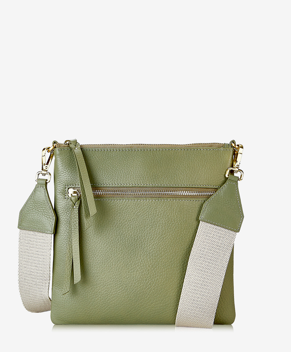Women's Green Grained Leather crossbody bag