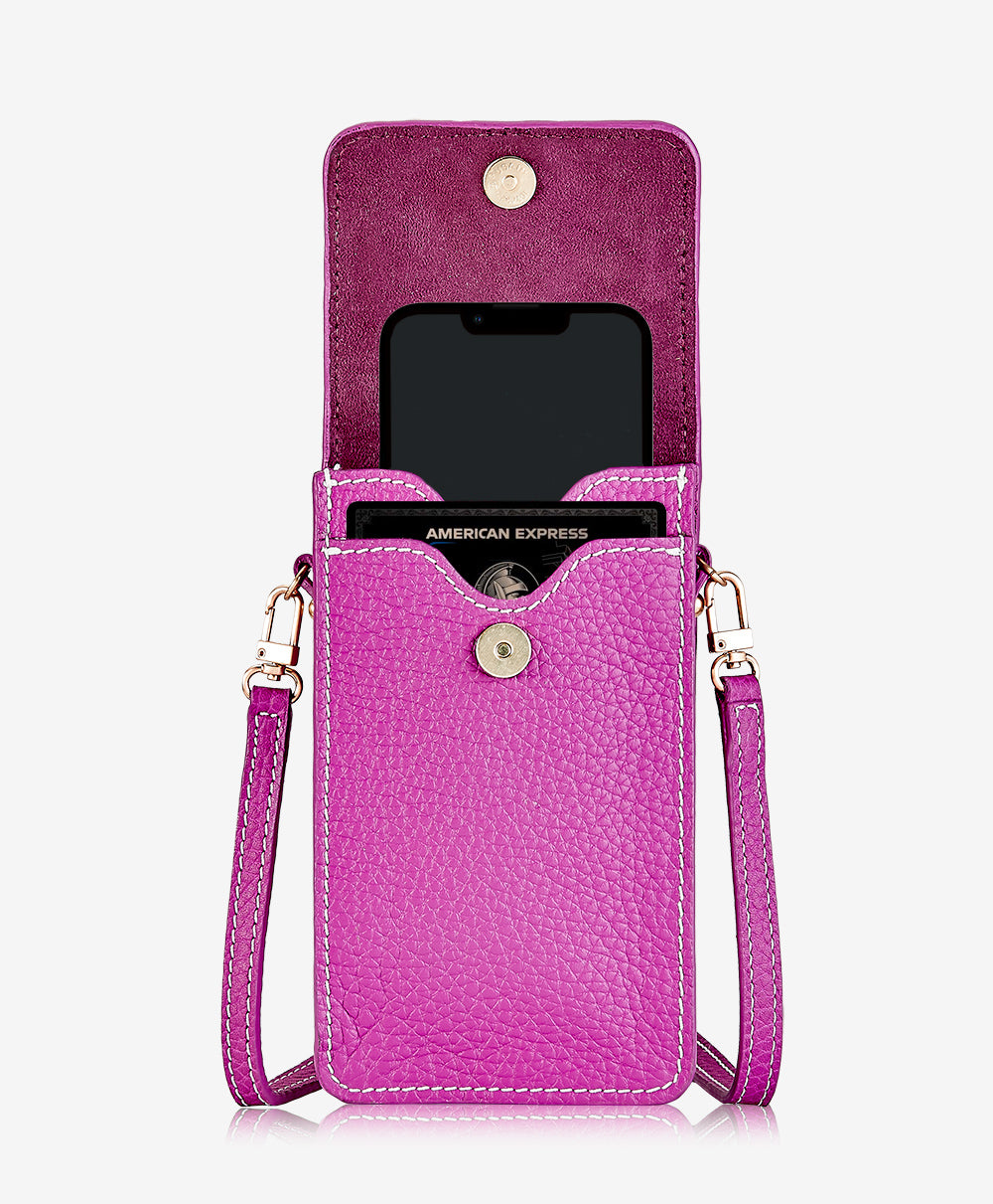 Liv Phone Crossbody | Azalea Pebble Grain Leather