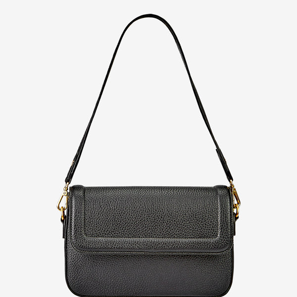 Margot Shoulder Bag  Black Pebble Grain Leather – GiGi New York