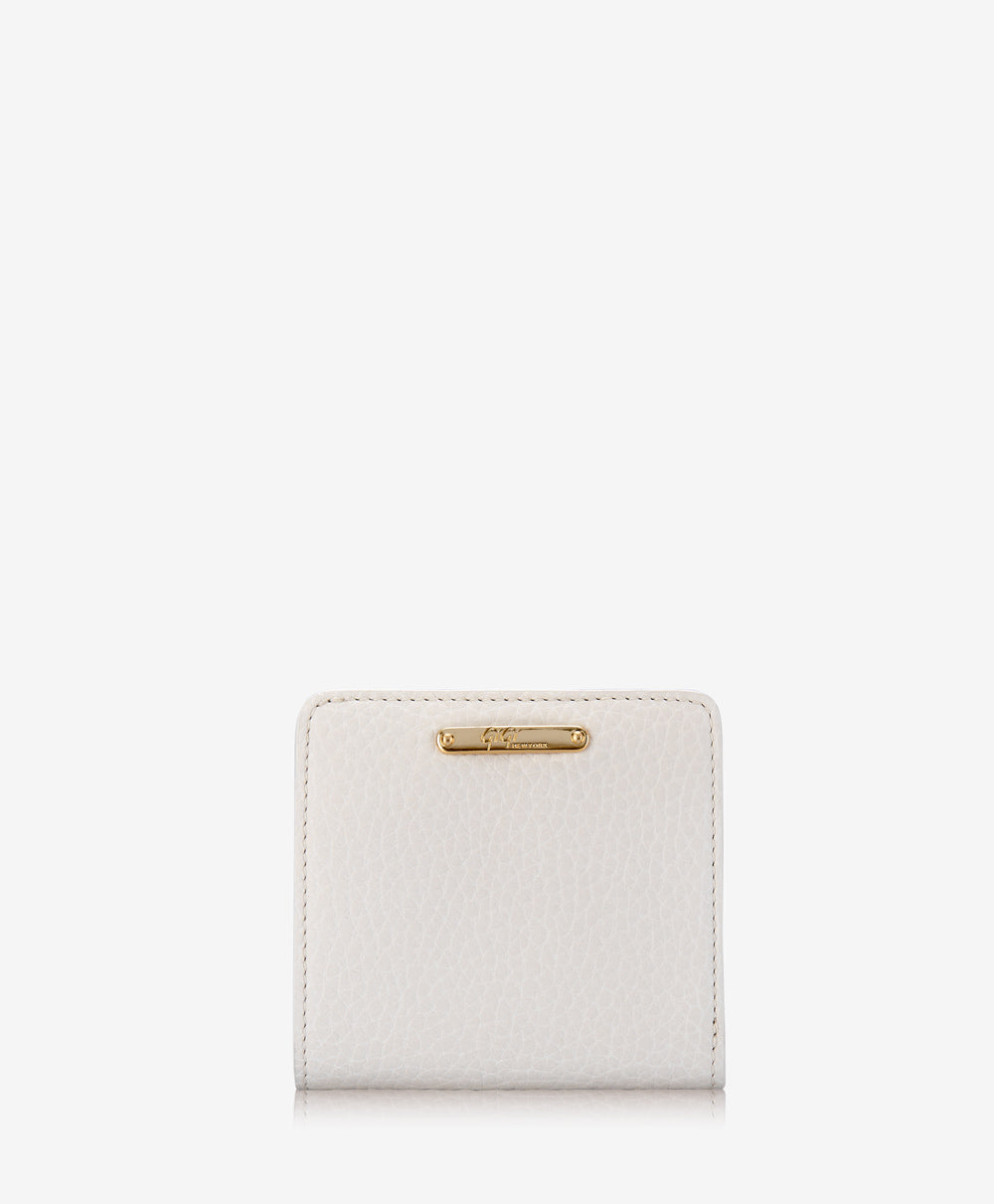 Mini Foldover Wallet | White Pebble Grain Leather