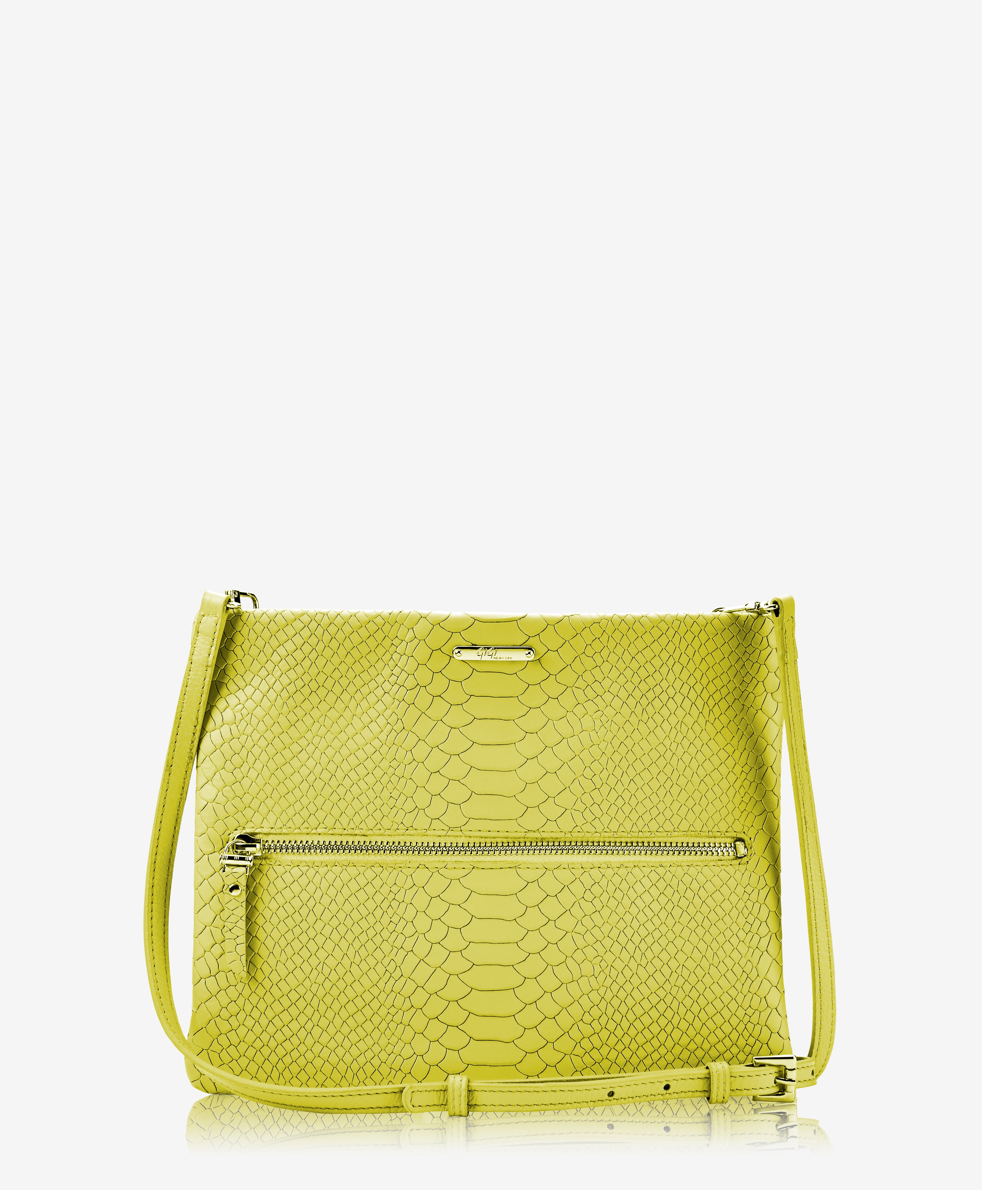 Skylar Crossbody Neon Yellow Embossed Python Leather