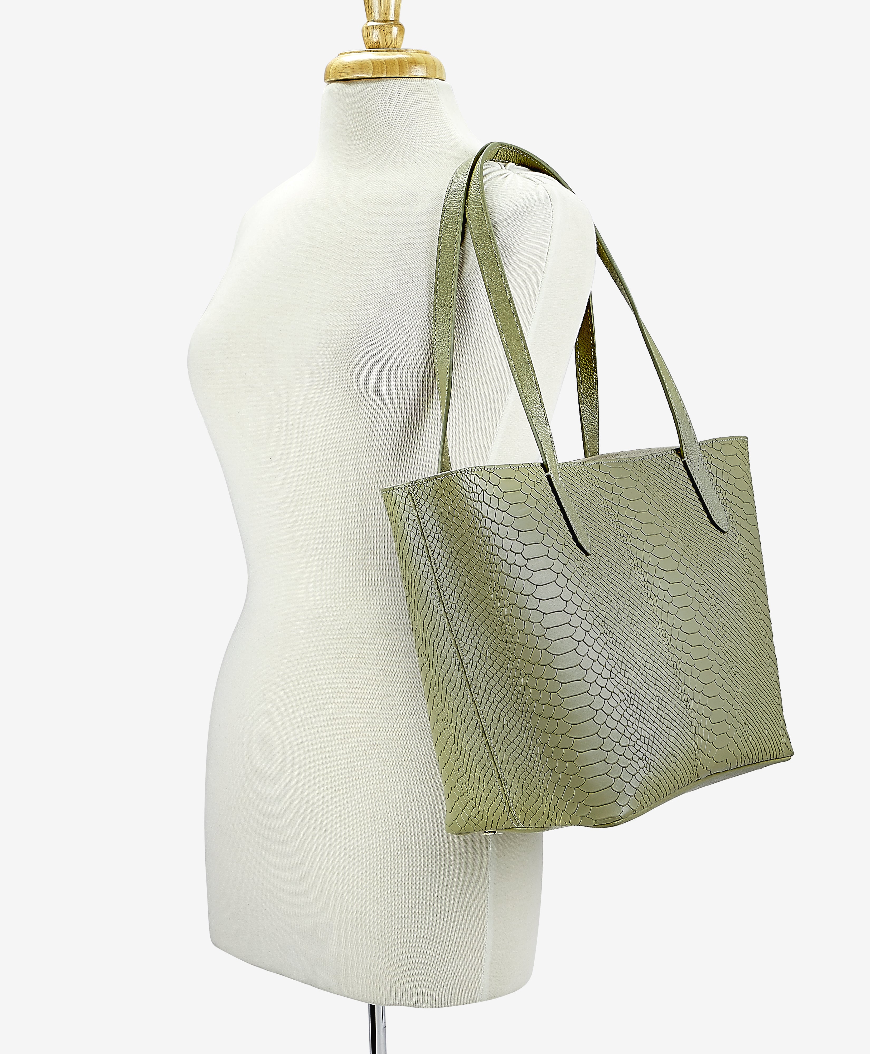 Gigi New York outlets Teddi Embossed Python Leather Tote